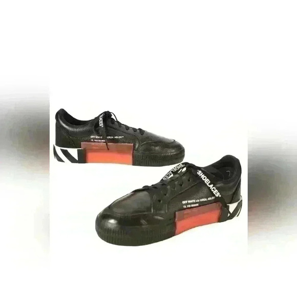 OFF-WHITE Black White Leather Virgil Abloh Vulcanized Low Sneakers  36EU 6US - Picture 2 of 9